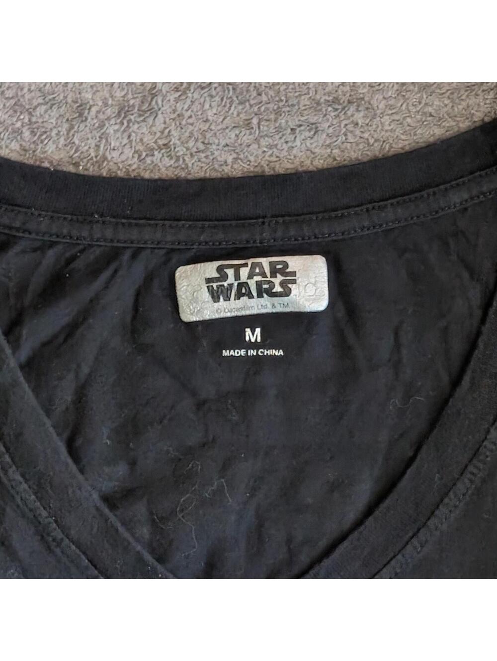 Star Wars Black V-Neck T-Shirt with Number 77 Graphic - Picture 2 of 3